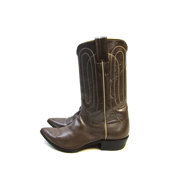 Justin Womens Size 8 A Narrow Width Brown Leather Cowboy Western Boots - Picture 1 of 13